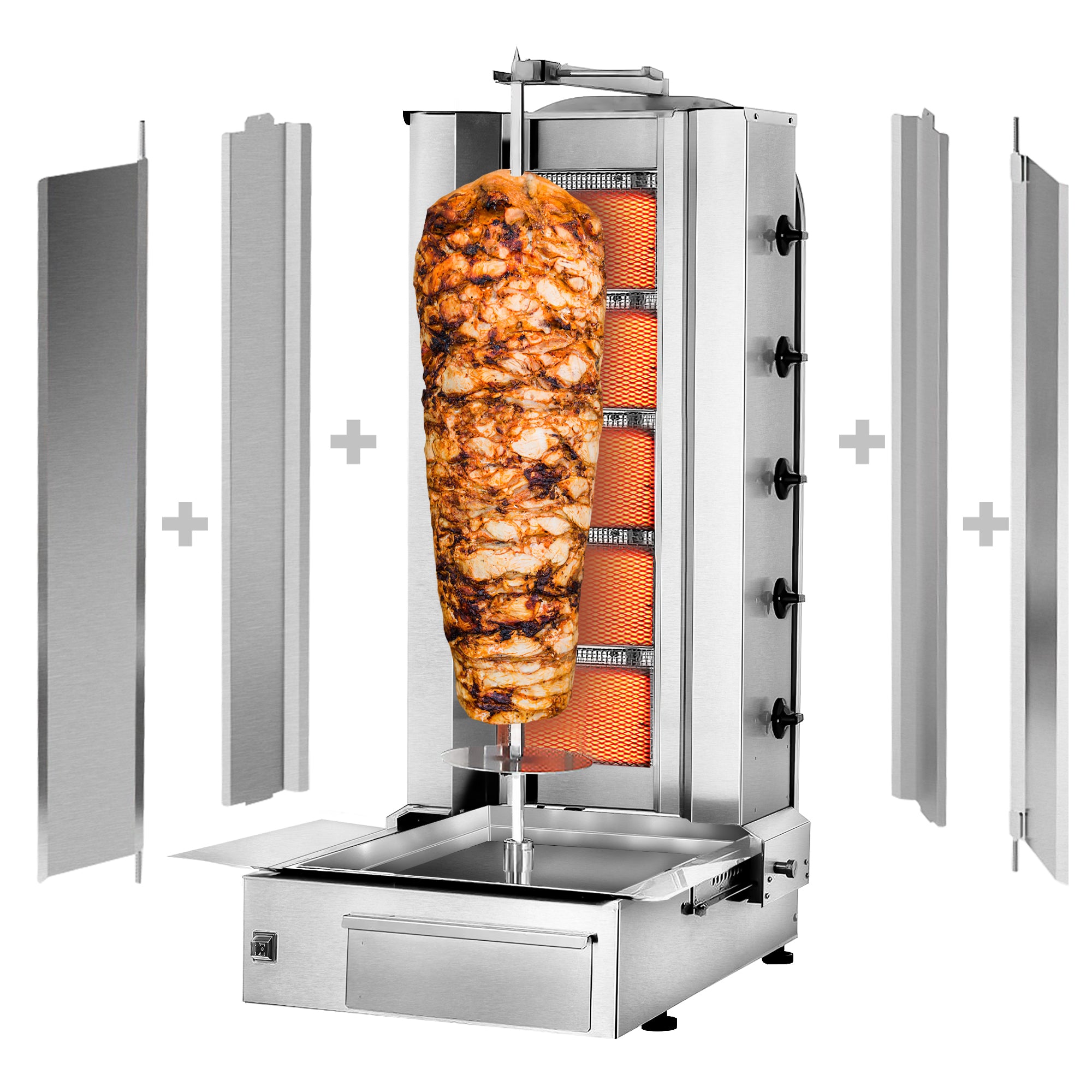 Kebab Grill - 5 brennere - maks 80 kg - inkl. Skjerm