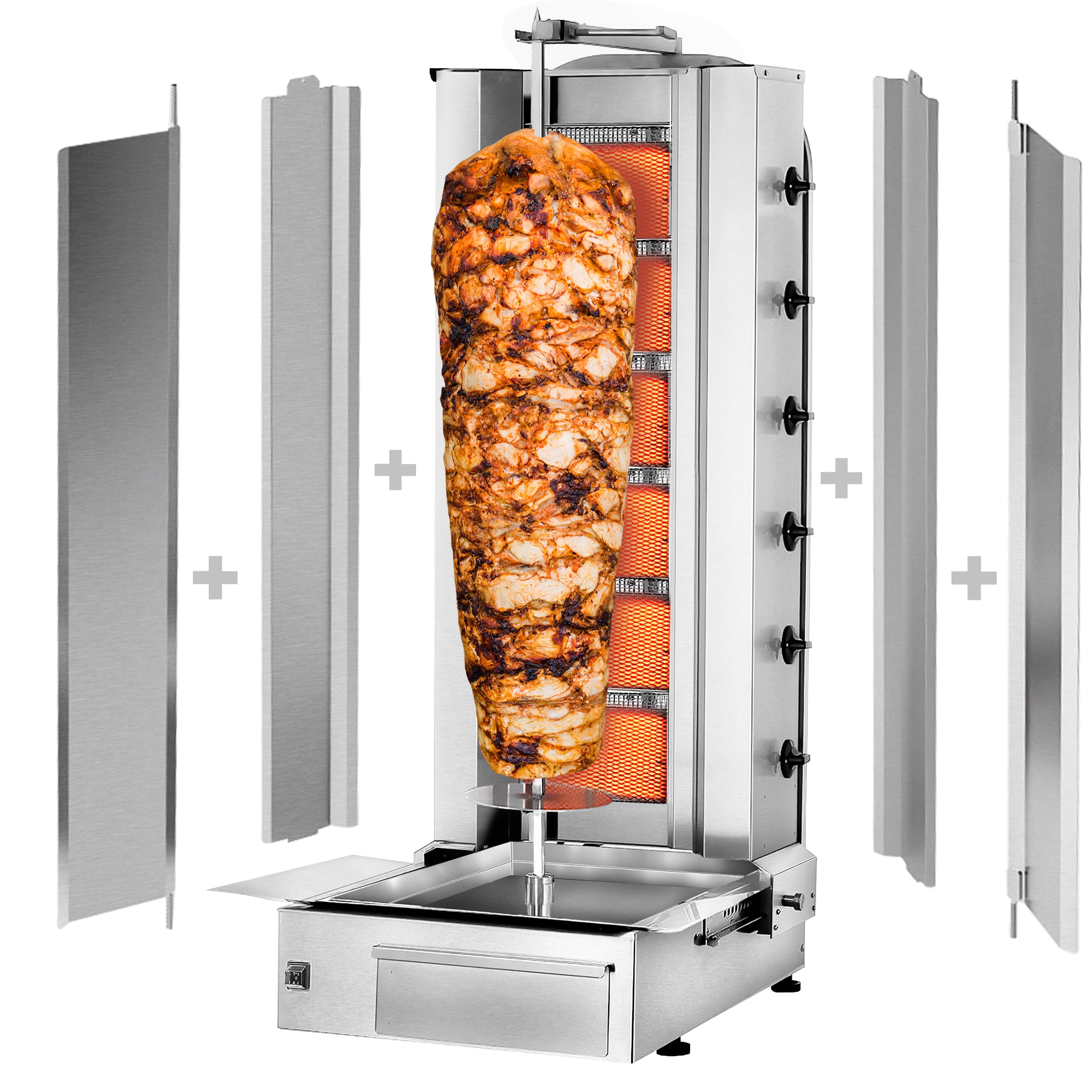 Kebab Grill - 6 brennere - maks 100 kg - inkl. Skjerm