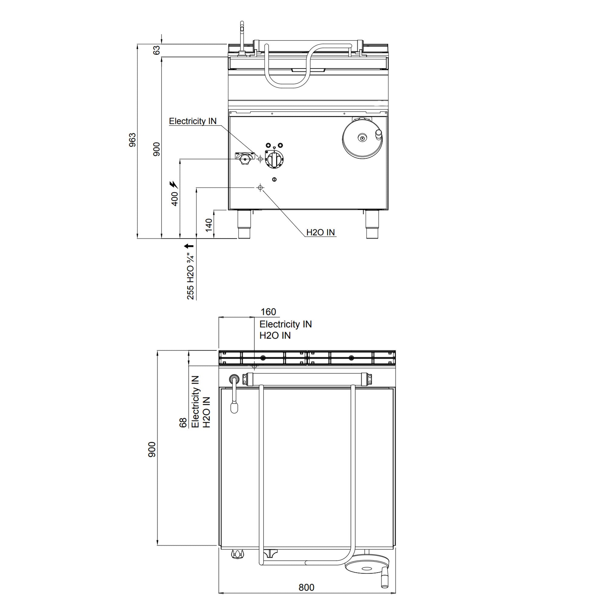 Elektrisk tippbar stekepanne 80 liter (9,6 kW)