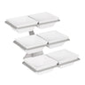 Buffetstativ i rustfritt stål - kvadratisk - 240x240 mm - 3-etasjes - Høyde: 415 mm - inkl. 6 melaminskåler