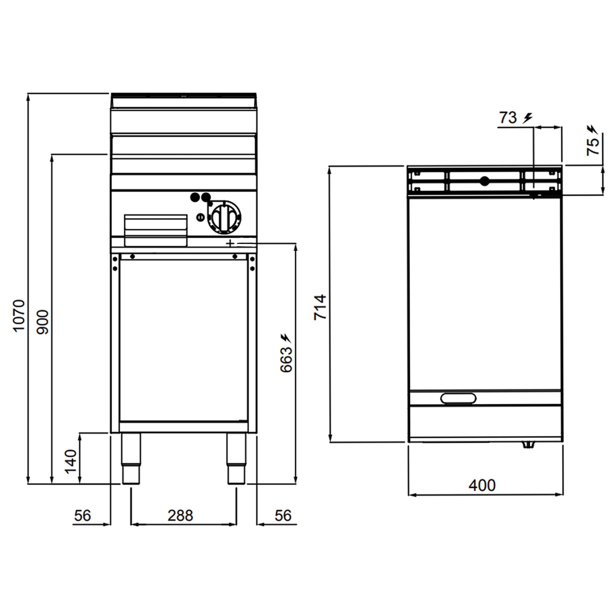 Elektrisk flatgrill - slett (4,8 kW)