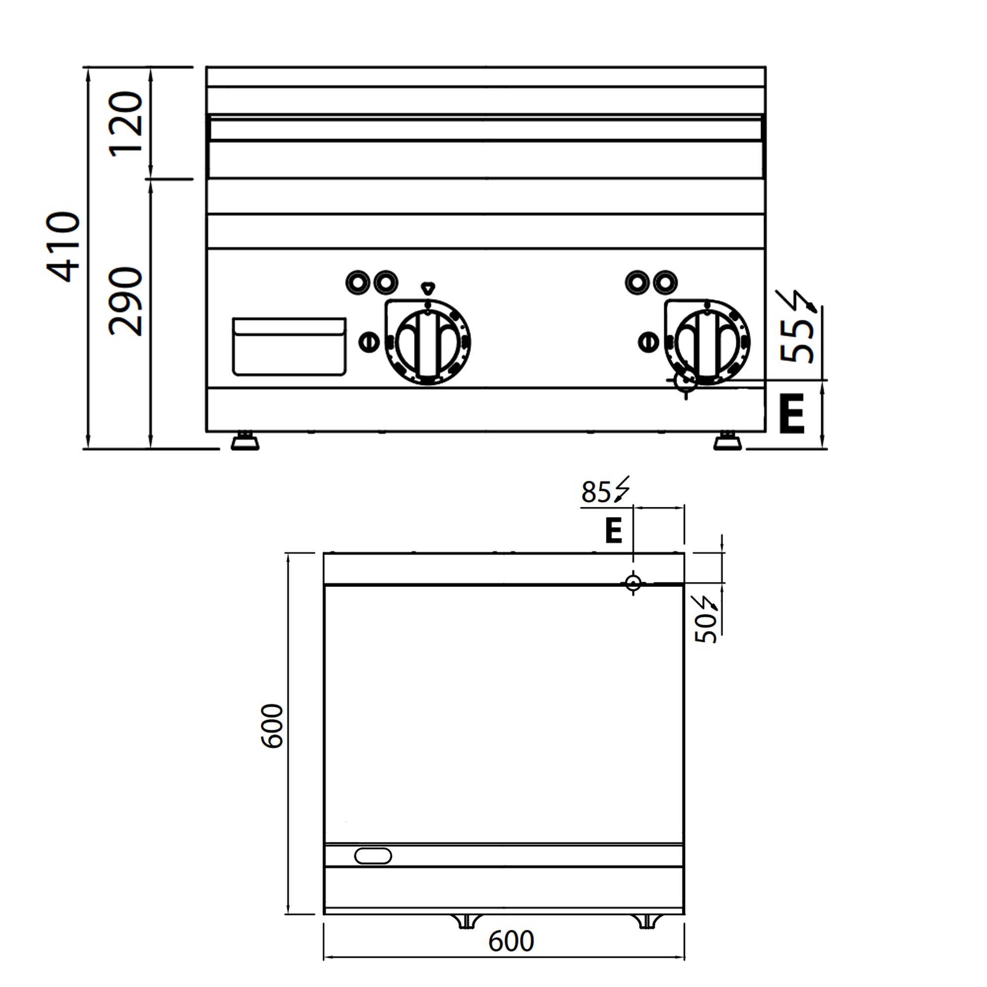 Elektrisk flatgrill - slett (8 kW)