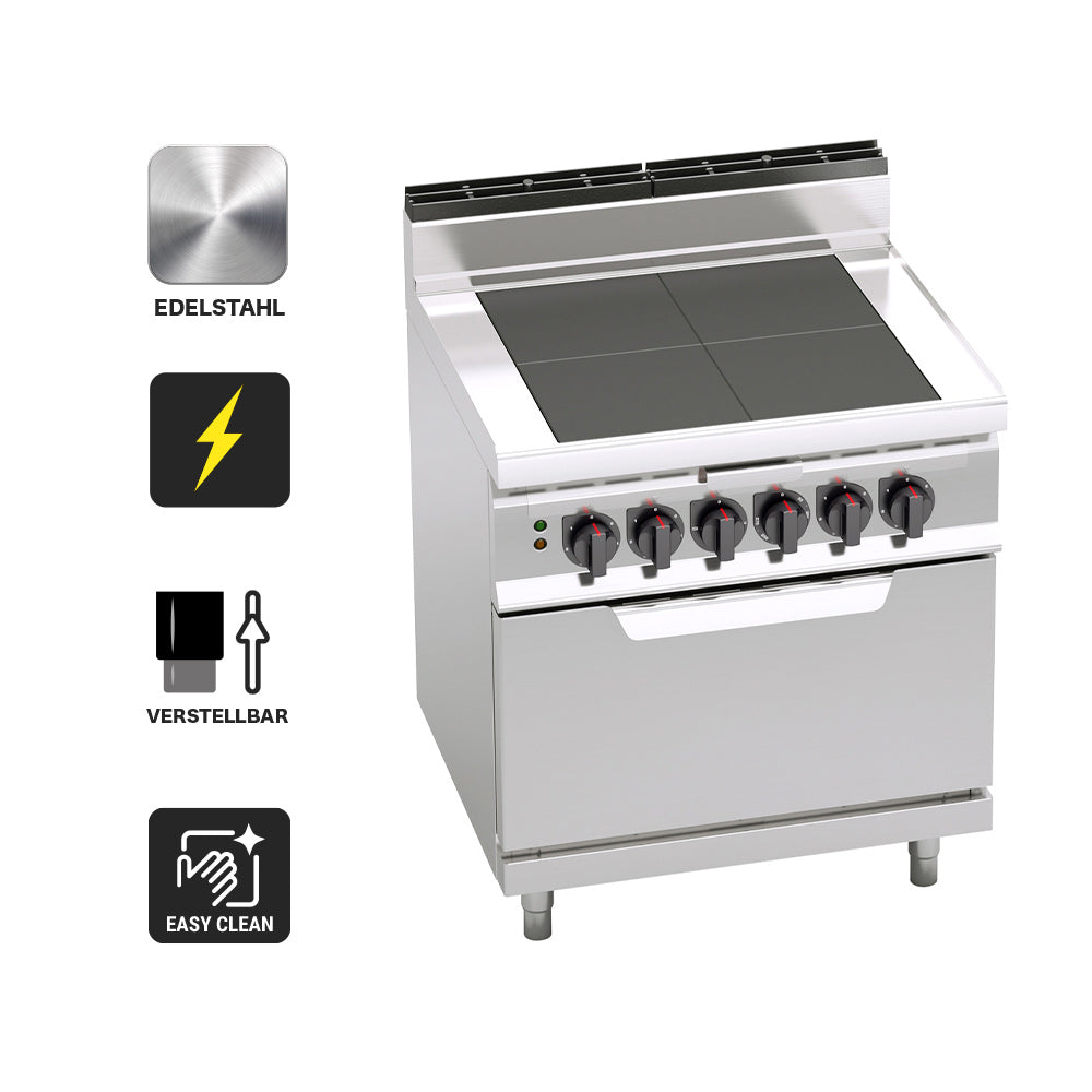 Elektrisk Komfyr med senkede kokeplater (12 kW) + Elektrisk ovn (7,5 kW) - inkl. Salmander funksjon