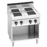Komfyr elektrisk - 700 - 4-delt - 800x714 mm - 10,4 kW - 4 plater firkantede - åpent stativ