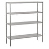Hyllereol i rustfritt stål ECO - 1600x1800 mm - Dybde: 500 mm - med 4 hyller med justerbare hyller - tette hyller - for kjølerom/fryserom - Maks belastning per hylle: 70 kg