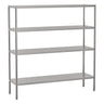 Hyllereol i rustfritt stål ECO - 1800x1800 mm - Dybde: 500 mm - med 4 hyller - tette hyller - Maks belastning per hylle: 70 kg