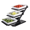 Buffetstativ - svart - 3-etasjes - 300x300 mm - inkl. 3 melaminskåler 300x300 mm
