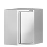 Hjørneskap i rustfritt stål - 700x700 mm - med hengslet dør - 800 mm høy