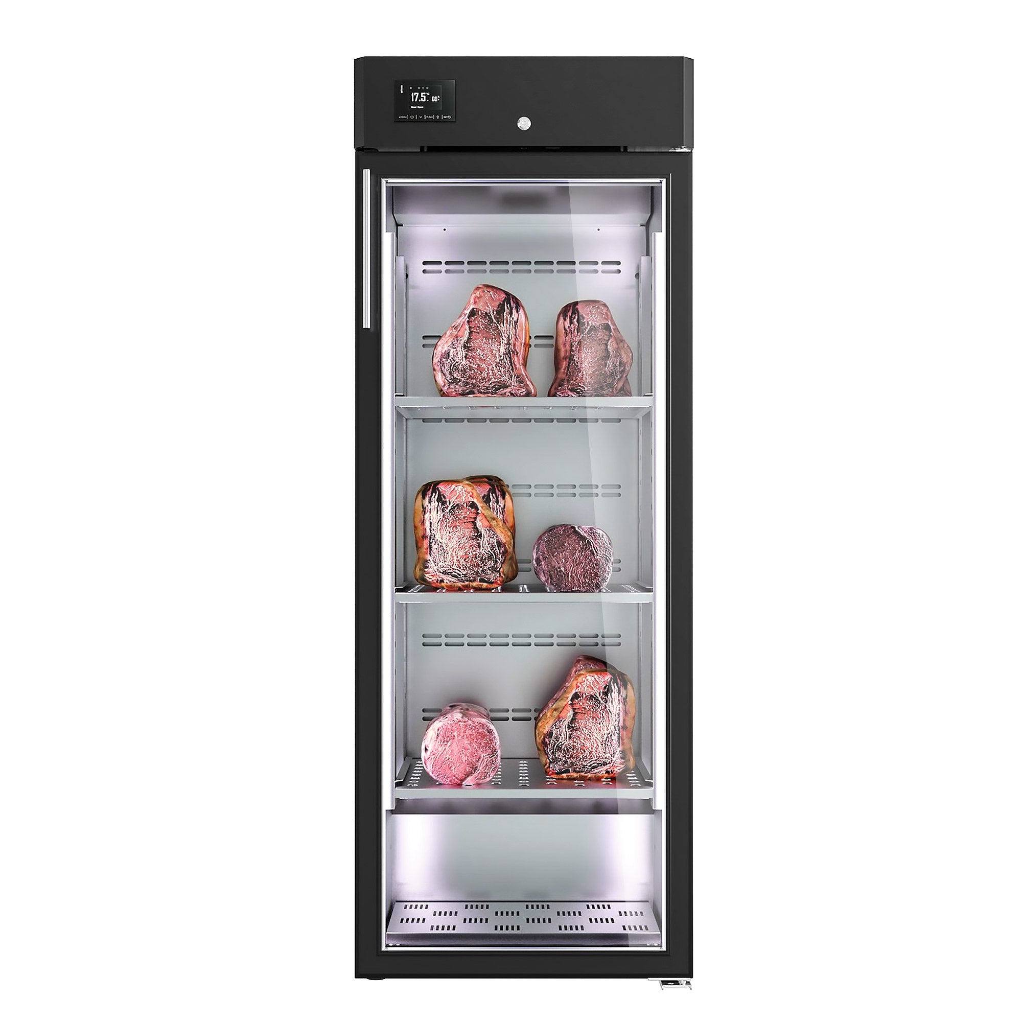 Tørrmodningsskap for kjøtt 0,60 m - 1 glassdør - svart
