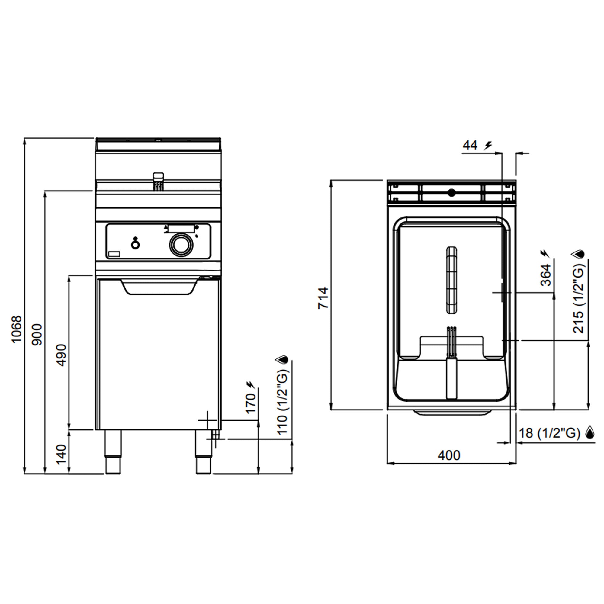 Gass frityrkoker - 18 liter (14 kW) - Elektronisk kontroll