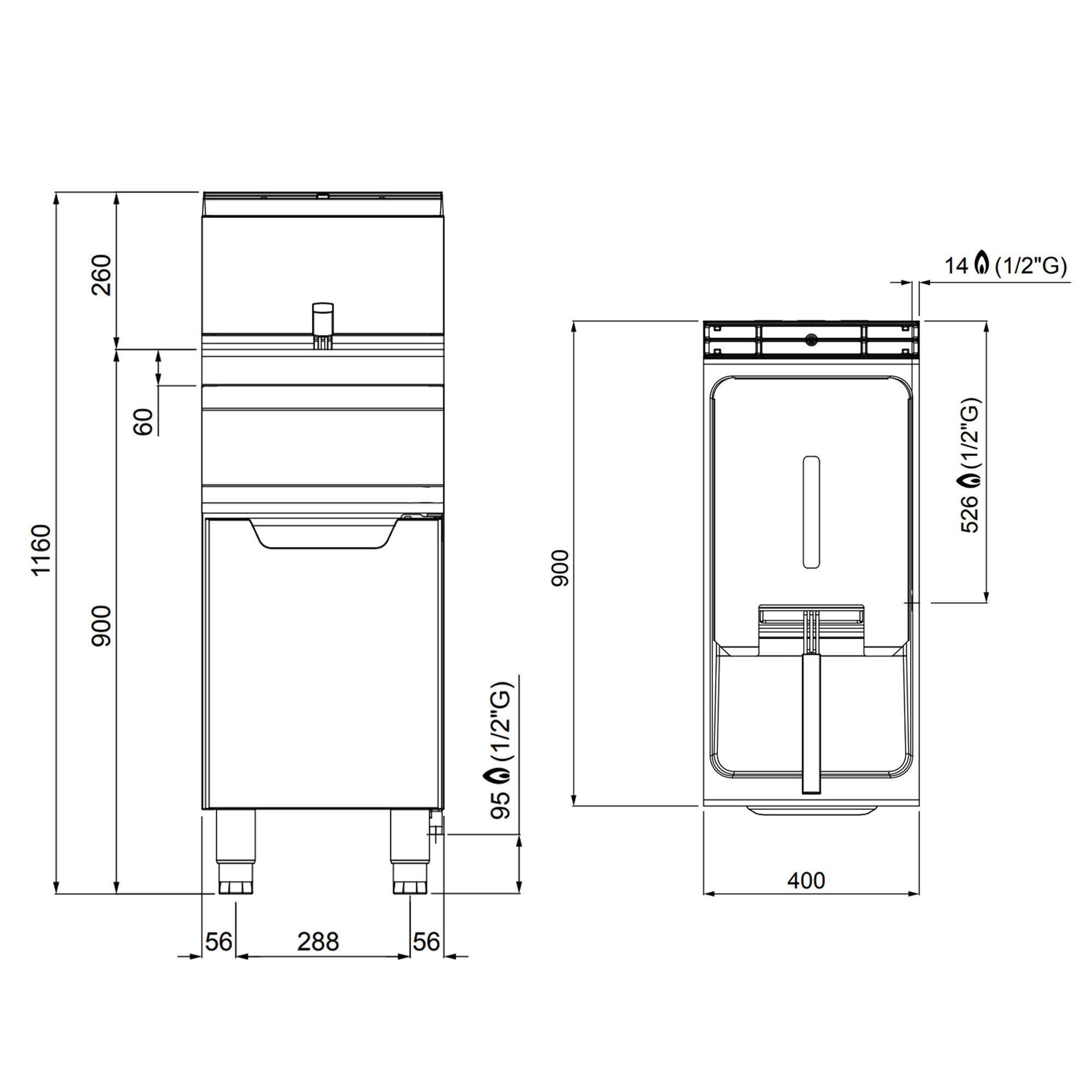 Gass frityrkoker - 20 liter (17,5 kW)