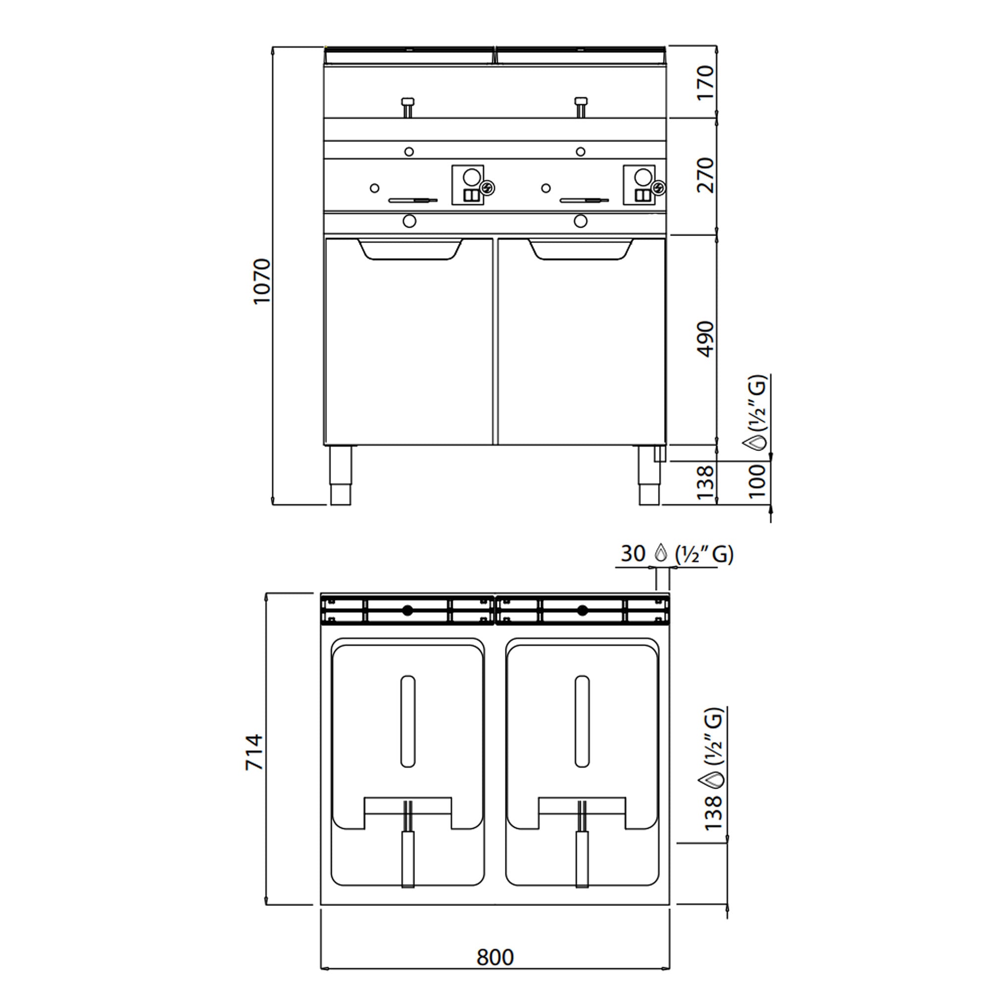 Gass frityrkokere 10 + 10 liter (13,8 kW)