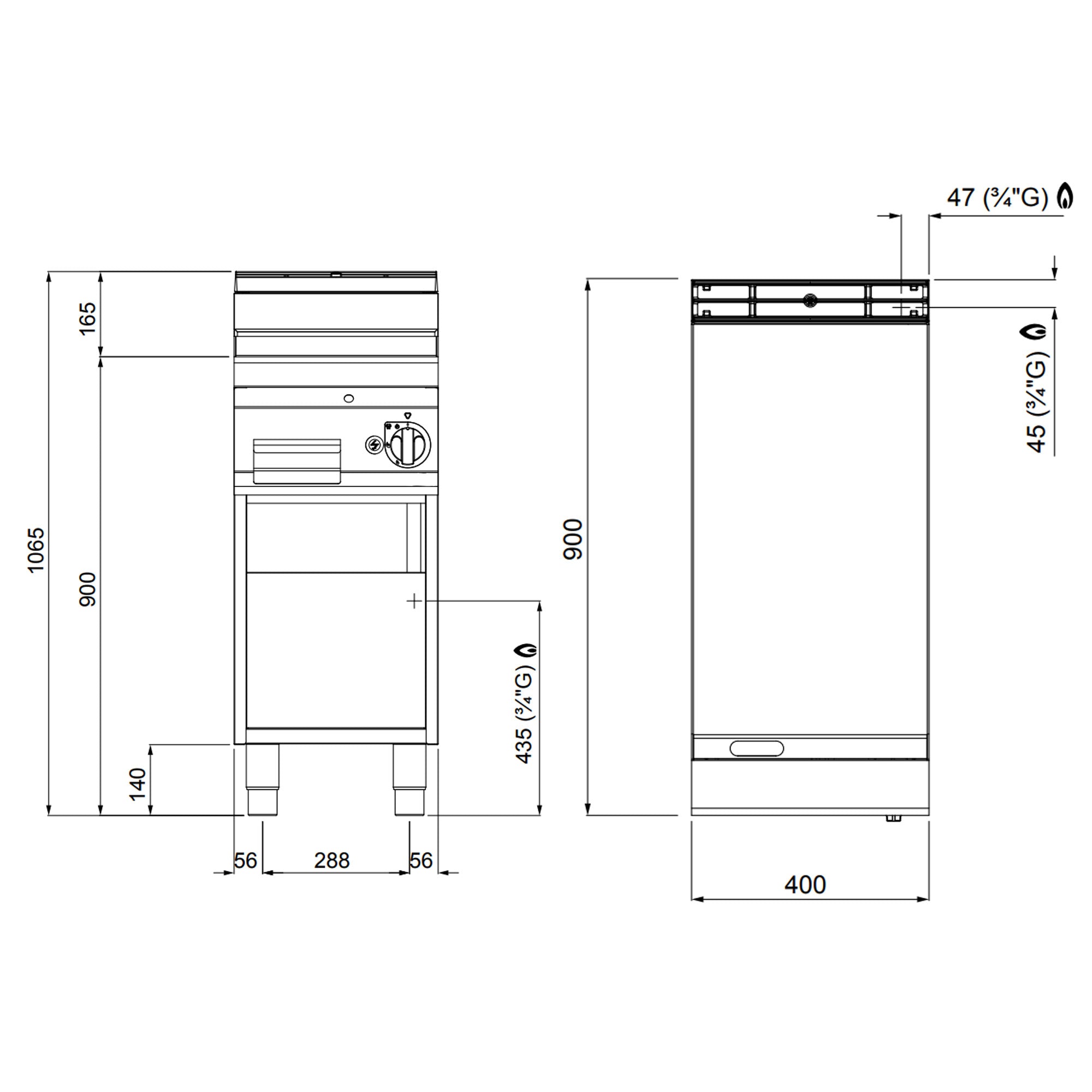 Gass flatgrill - glatt (10 kW)