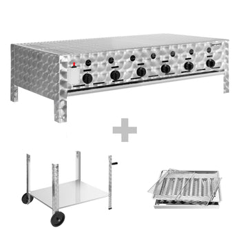 Gassgrill - 22,5 kW - 2 grillrister - inkl. stativ med hjul, grillrist og plate