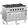 Gasskomfyr - Giuseppe 700 - 49 kW - 6 bluss - inkl. gass ovn statisk - 10 kW