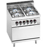 Gasskomfyr - Lorenzo 700 - 800x714 mm - 29,0 kW - 4 bluss - inkl. elektrisk ovn statisk - 7,5 kW