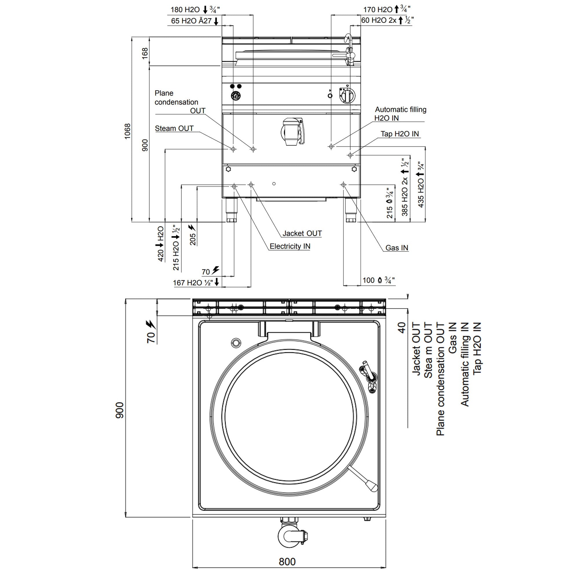 Gass kokegryte 150 liter (20,9 kW) - indirekte oppvarming