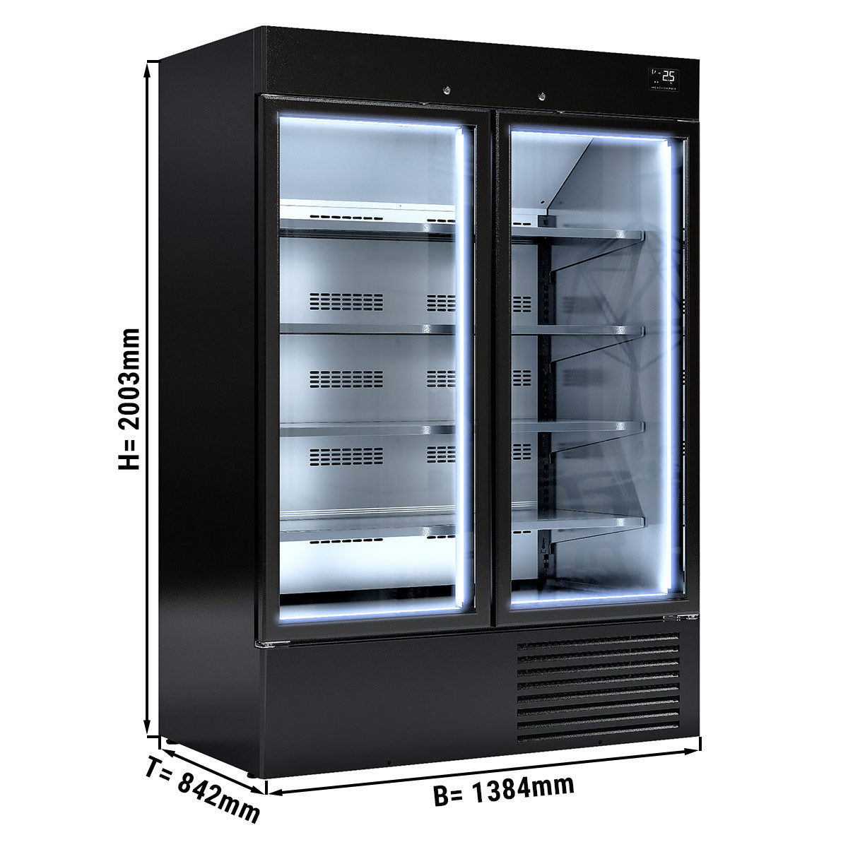 Flaskekjøleskab - 1310 liter - med 2 dører - sort