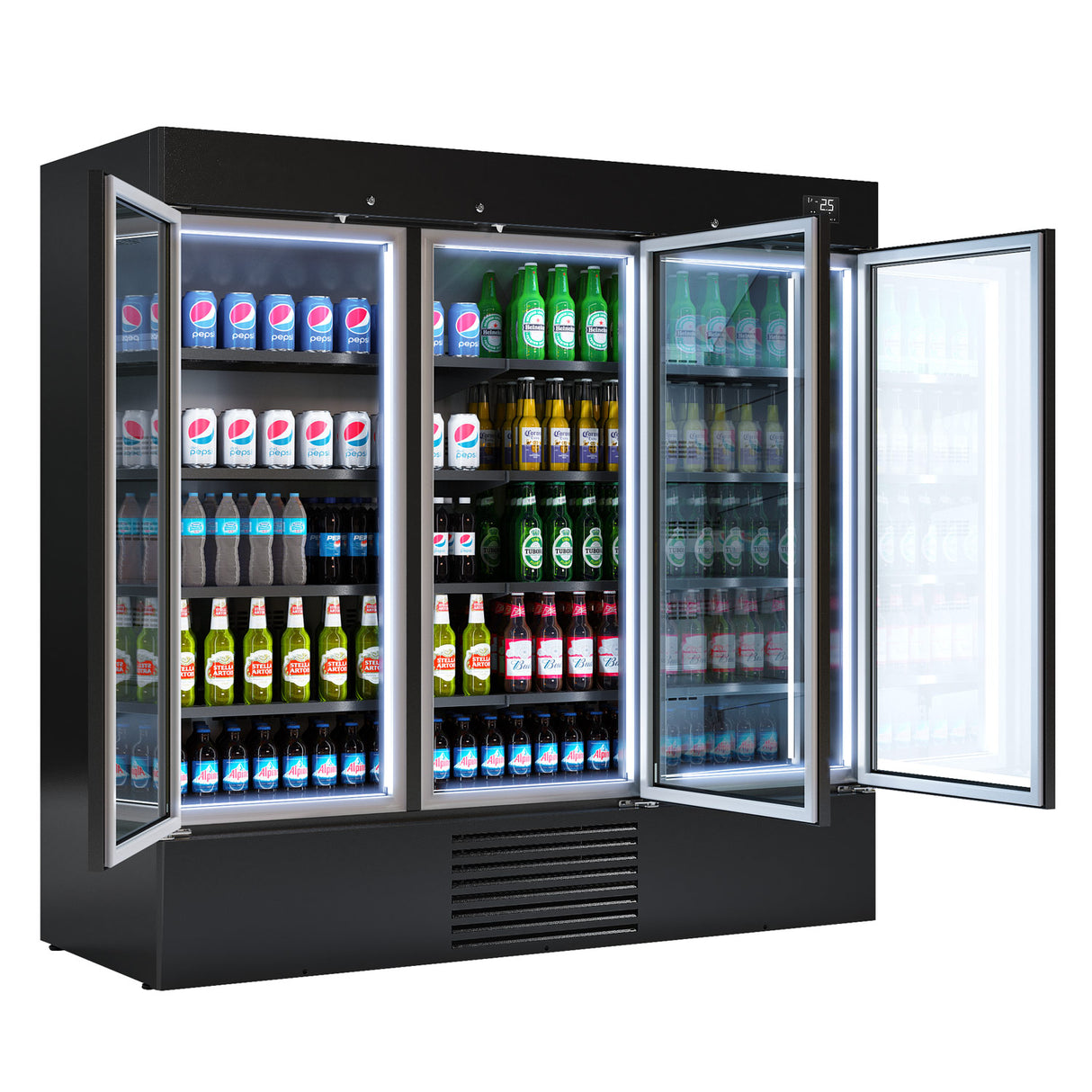 Flaskekjøleskab - 2030 liter - med 2 dører - sort