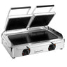 Kontaktgrill i glasskeramikk – 3,4 kW – glatt under og riflet over – 2 grillflater: 220 x 220 mm