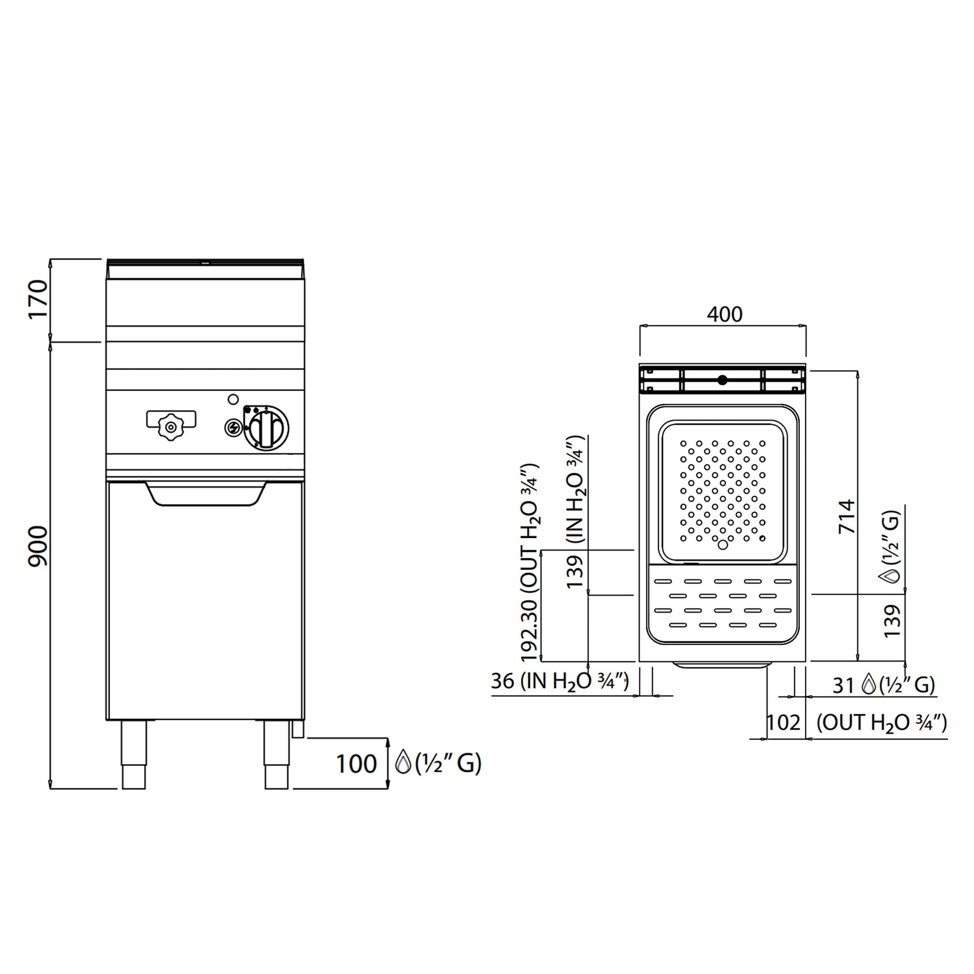 Gass pasta komfyrer (10 kW)