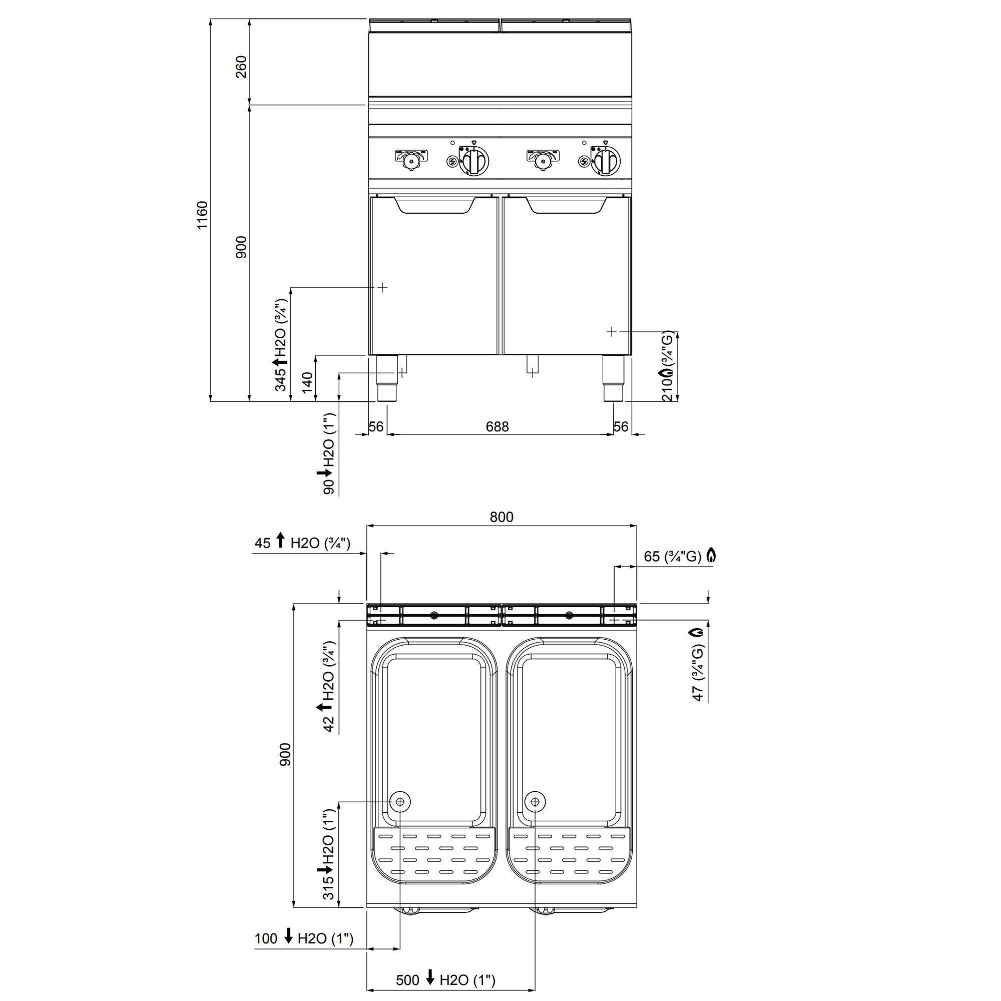 Gass-pastakjele 80 liter (24 kW)