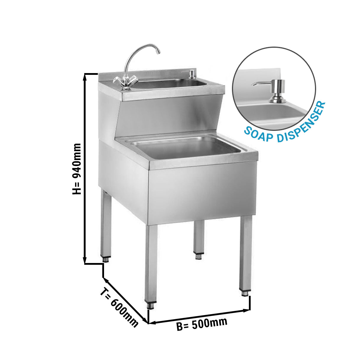 Håndvaskkombinasjon + rengjøring og skylling - med såpedispenser