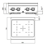 Induksjonsplate - 4 kokeplater (14 kW)