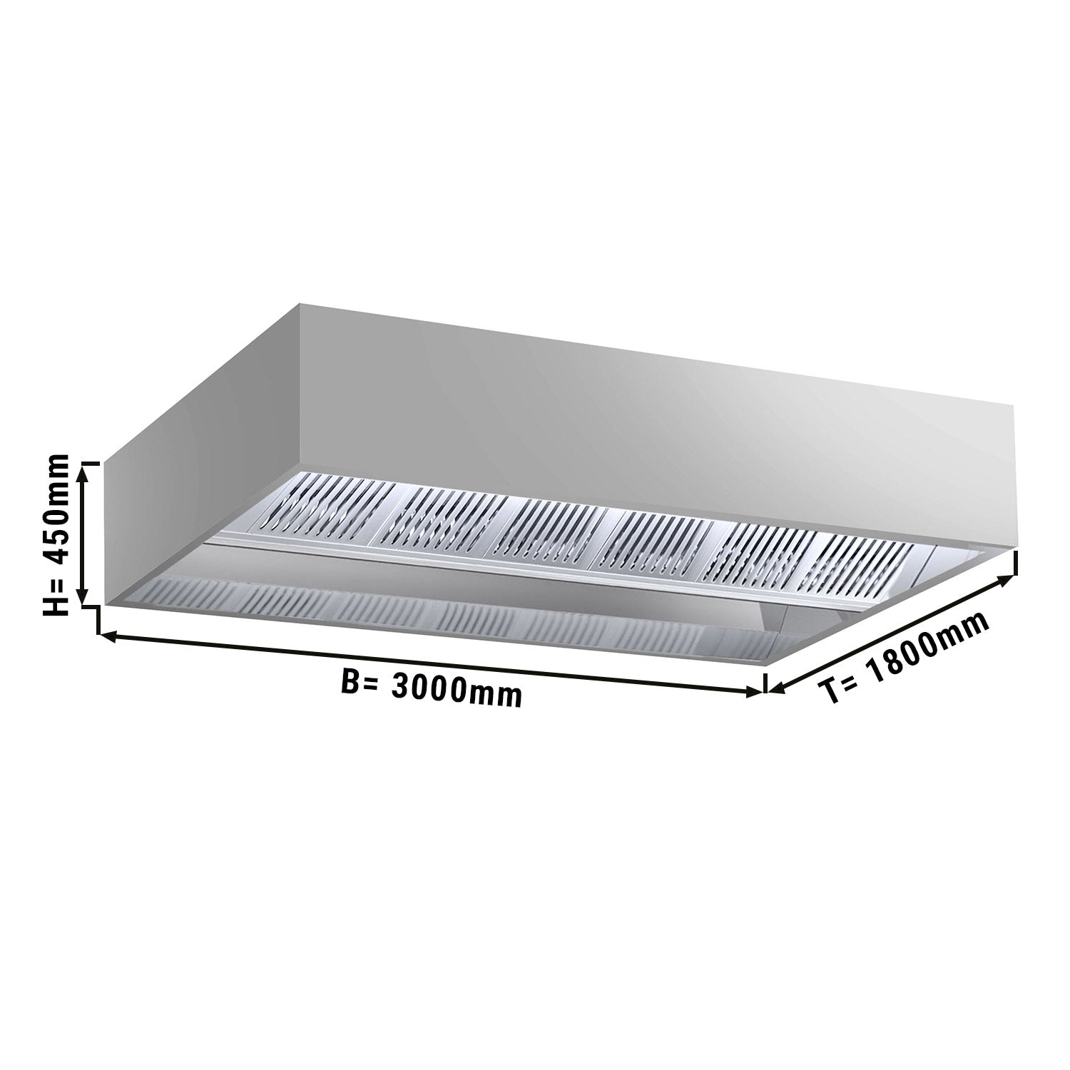 Induksjons Tak Avtrekkshette - 3,0 m - med filter og LED Lampe