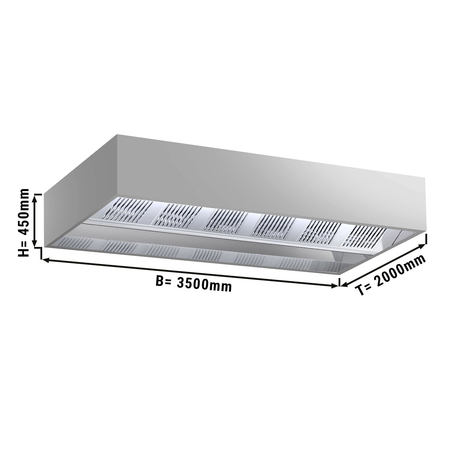 Induksjons Tak Avtrekkshette - 3,5 m - med filter og LED Lampe