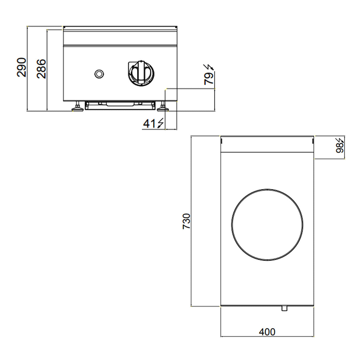 Induksjonsplate - 2 kokeplater - Ø 300 mm (3,5 kW)