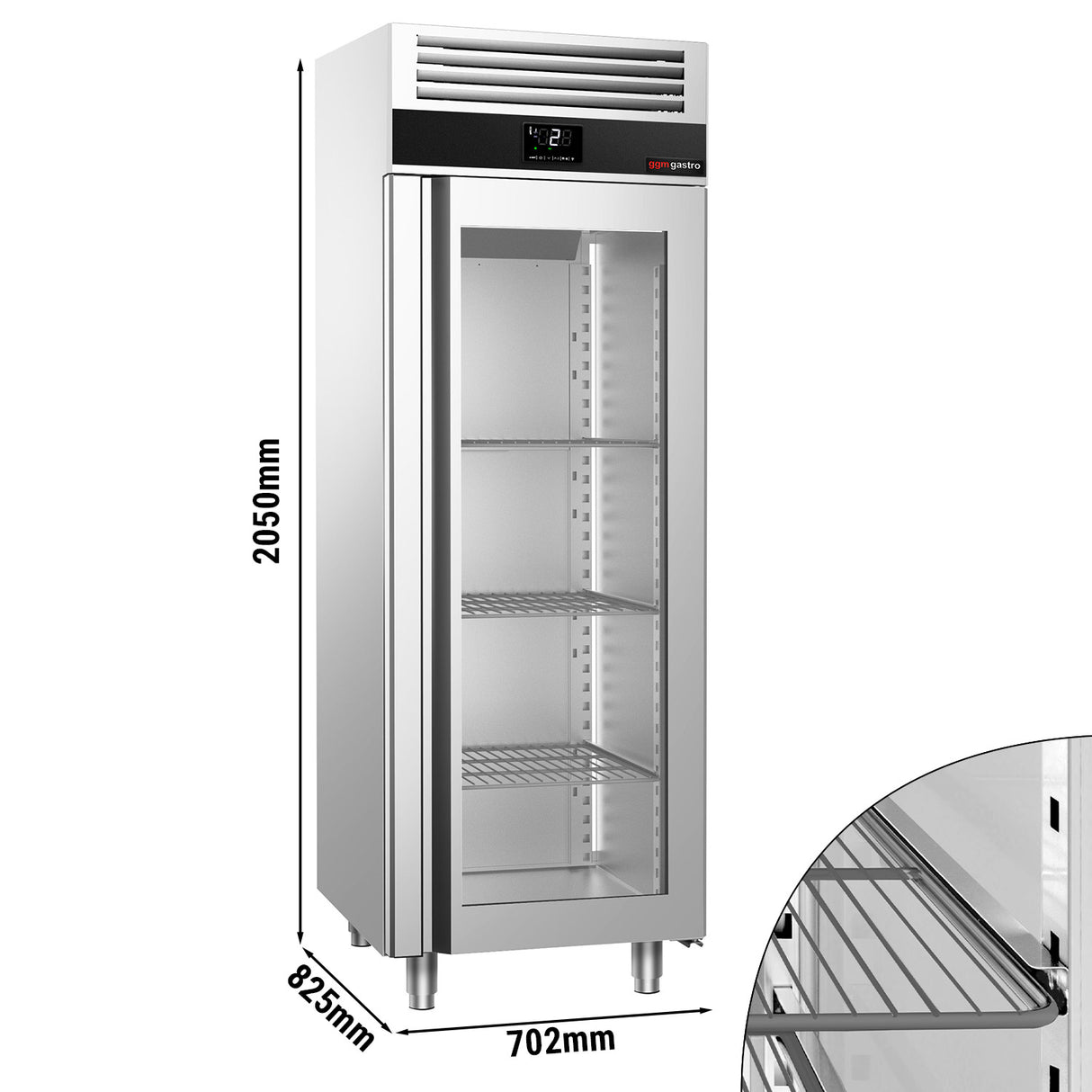 Kjøleskap - 0,7 x 0,81 m - med 1 halvdørs glass