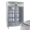 Kjøleskap i rustfritt stål Premium PLUS - GN 2/1 - 1 385 mm - 1 240 l - til -2 °C til +8 °C - med 2 glassdører - Ventilert kjøling, LED-belysning, R290, Selvlukkende dør med lås