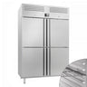 Kjøleskap i rustfritt stål Premium PLUS - GN 2/1 - 1 240 l - +2 °C til +8 °C - med 4 halvdører - Ventilert kjøling, LED-belysning, R290