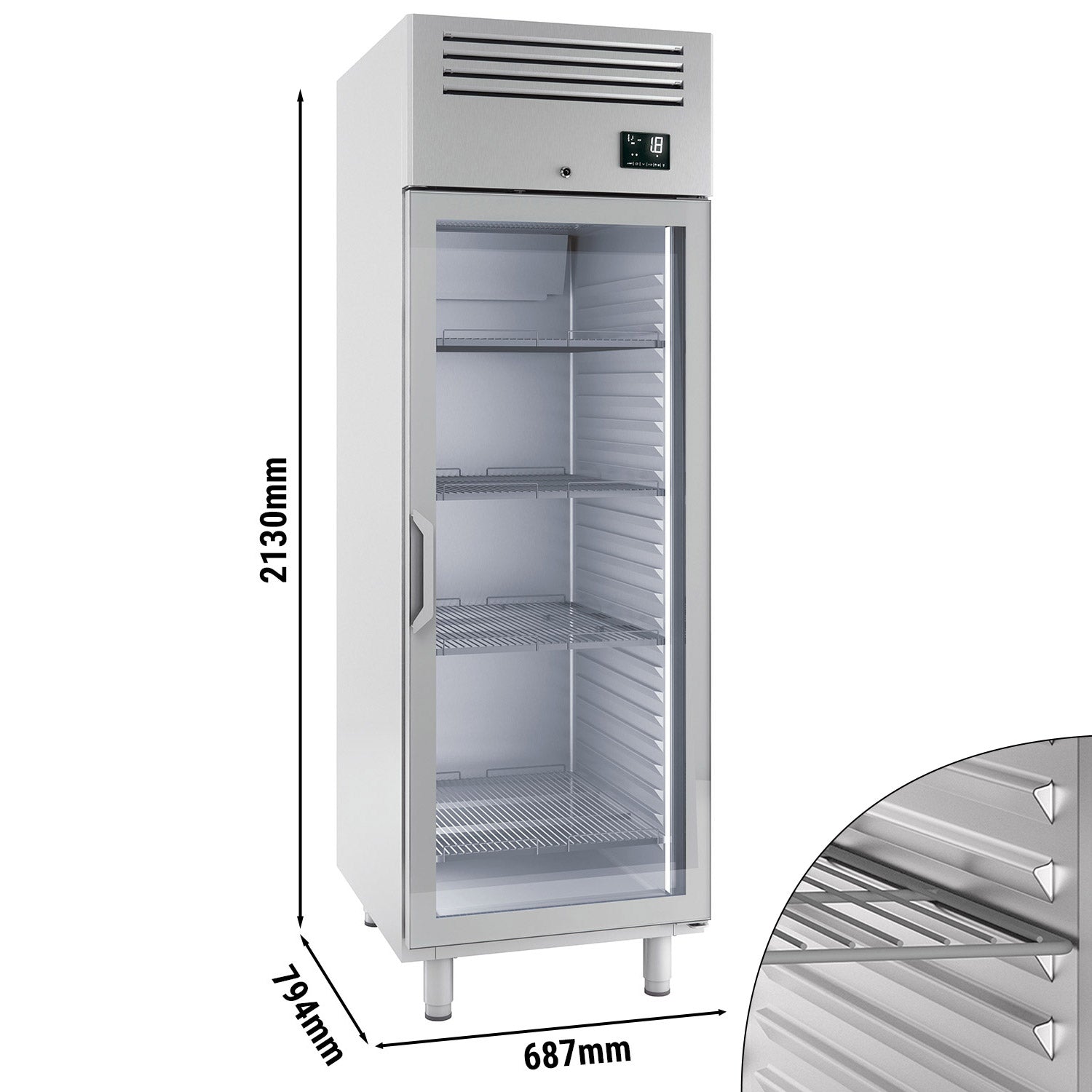Kjøleskap (GN 2/1) - med 1 glassdører