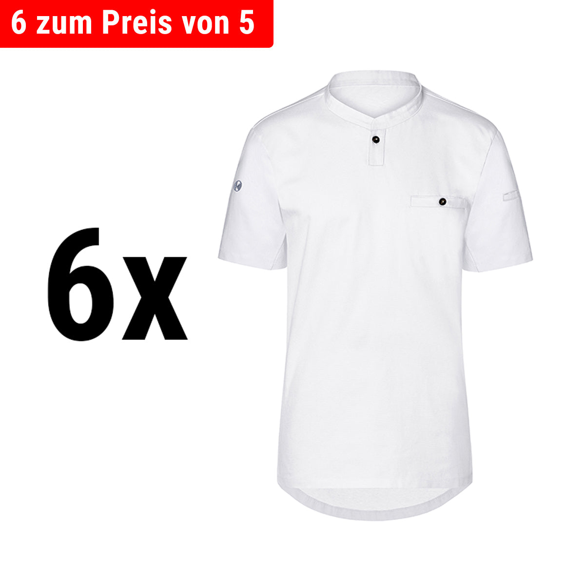 (6 Stykker) Karlowsky - Kort erm Menns Arbeidsskjorte Performance - Hvit - Størrelse: XL