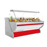 Kjøledisk - 2515x1150 mm - 500 l - farge rød - frontpanel rød - med glassfront - granitt topplate (rød)