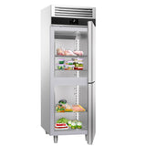 Kjøleskap - 0,7 x 0,81 m - med 2 halvdører i rustfritt stål