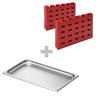 Kebabspydholder – kan stables – polyetylen – plass til opptil 25 kebabspyd – inkl. GN-beholder