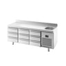 Kjølebenk Premium PLUS - 1960x600 mm - 385 l - med 1 kummer - med 9 skuffer - oppkant