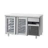 Kjølebenk PREMIUM - 1400x700 mm - 281 l - hvit - med 2 glassdører - inkl. skjærebrett