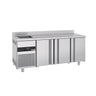 Kjølebenk PREMIUM - 1900x700 mm - 420 l - med 1 kum - med 3 dører - oppkant