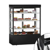 MADRID kakevitrine - 1500 mm - med LED-belysning, 3 hyller - svart matt