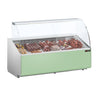 Kjøledisk - 1881x979 mm - 387 l - frontpanel hellgrønn - med 3 dører - med glassfront