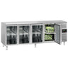Kjølebenk i rustfritt stål ECO - 2230x700 mm - 553 l - med 4 glassdører