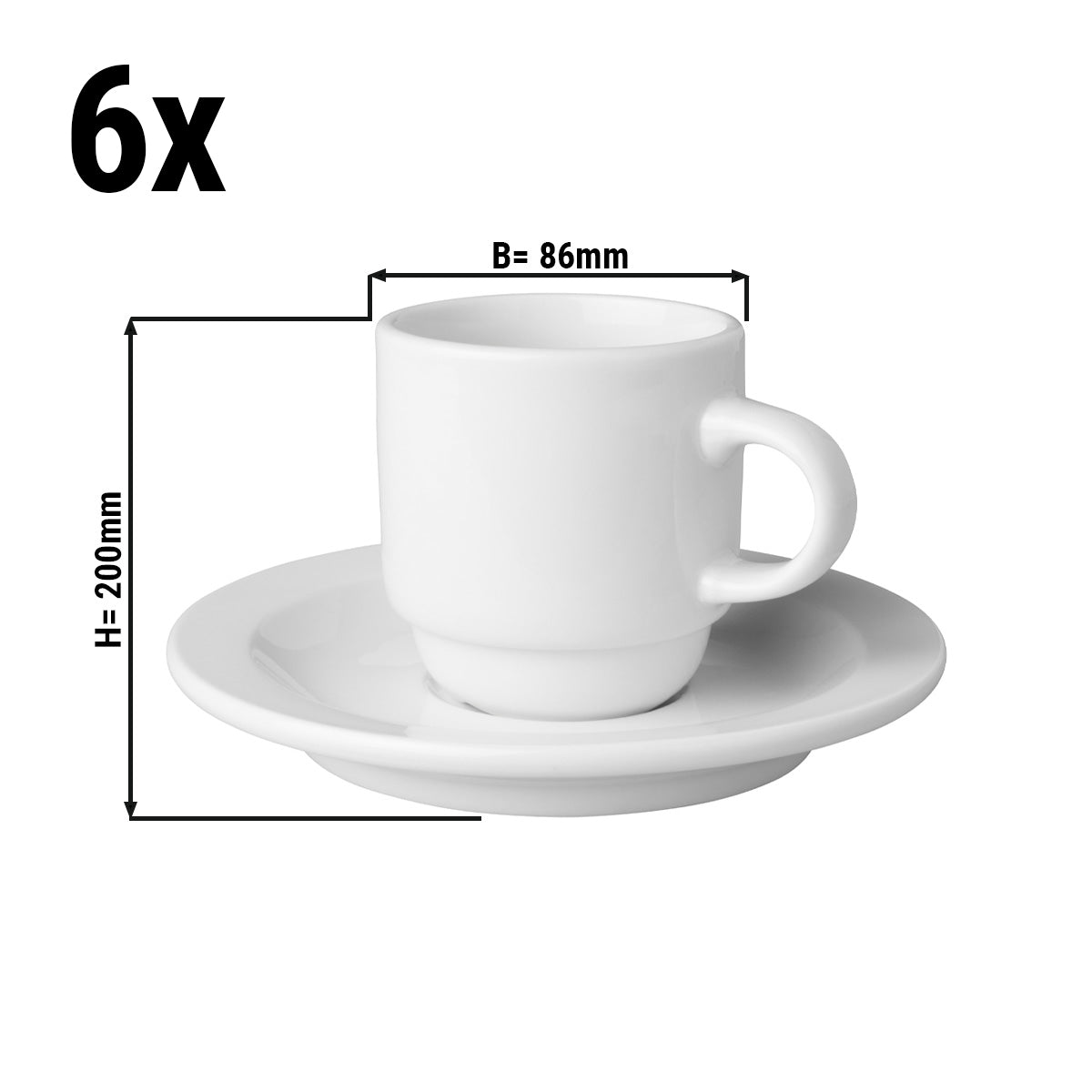 (6 stk) kaffekopper + fett Mammoet - 14 cl - Hvit