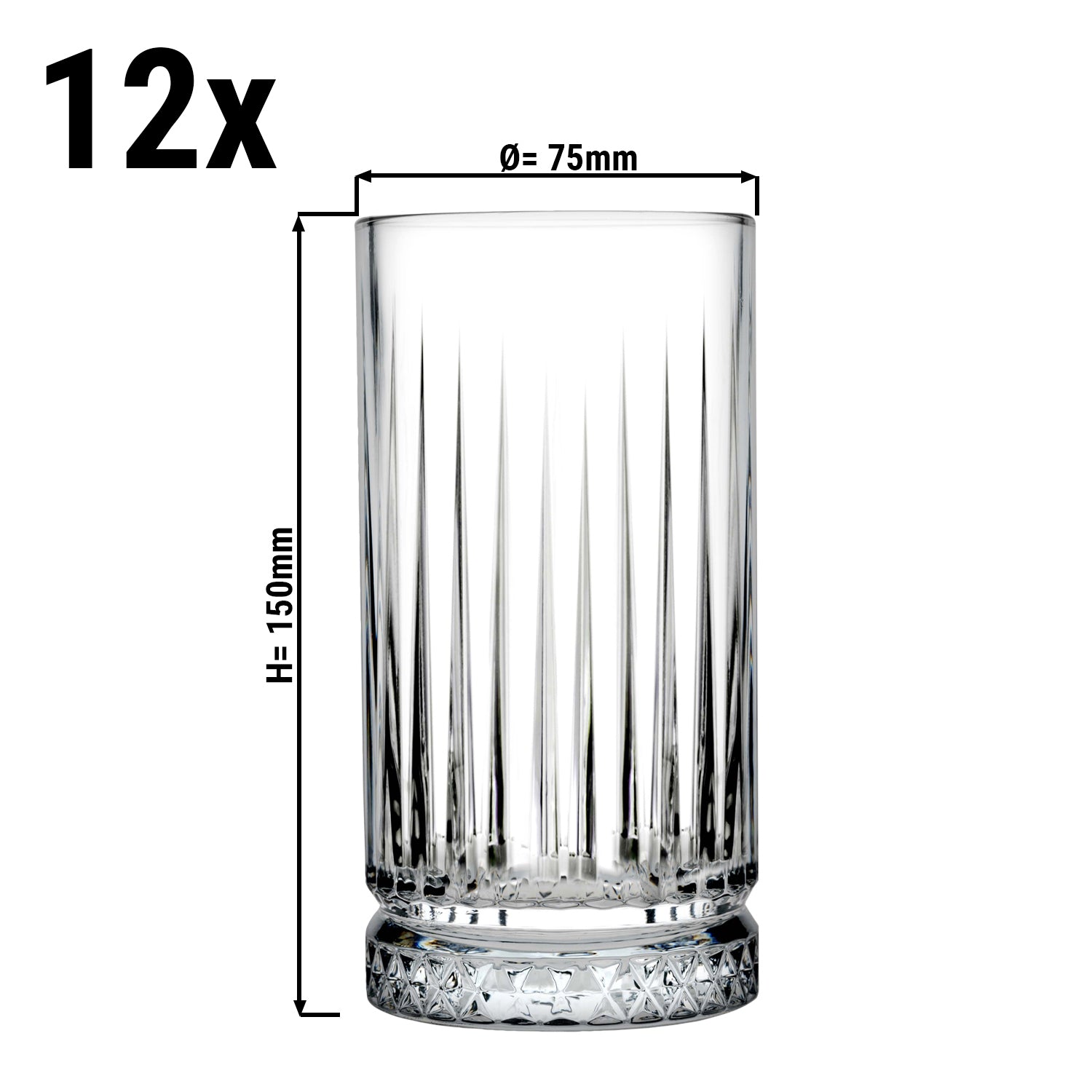 (12 stk.) Long drink glass - ELYSIA - 445 ml - gjennomsiktig