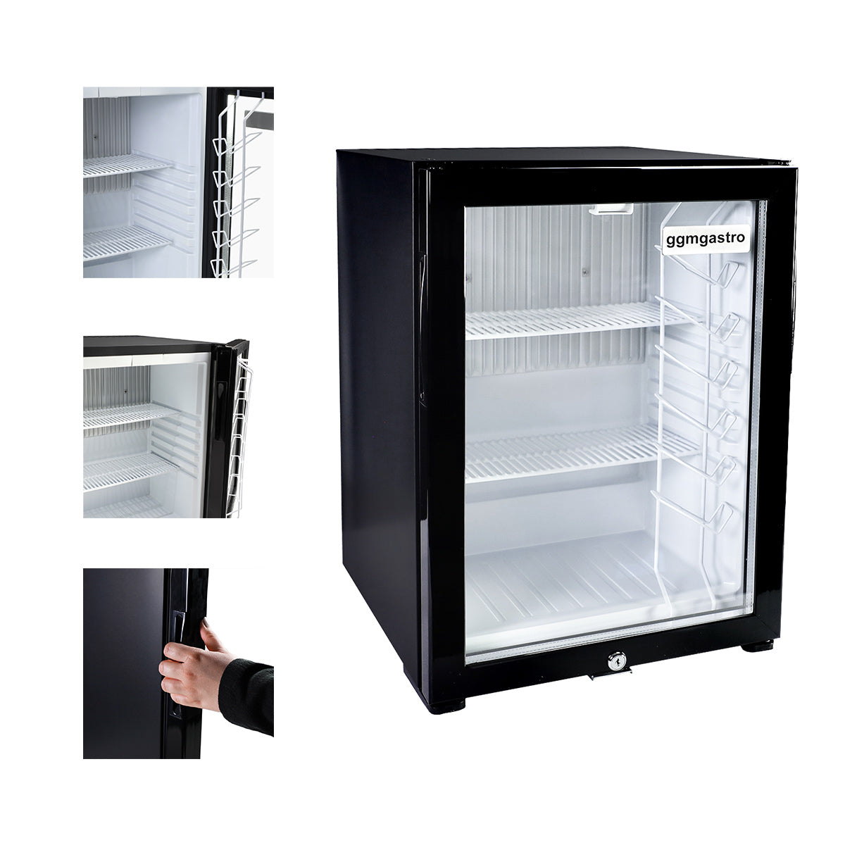 Mini kjøleskap med 1 glassdør - stille og låsbar