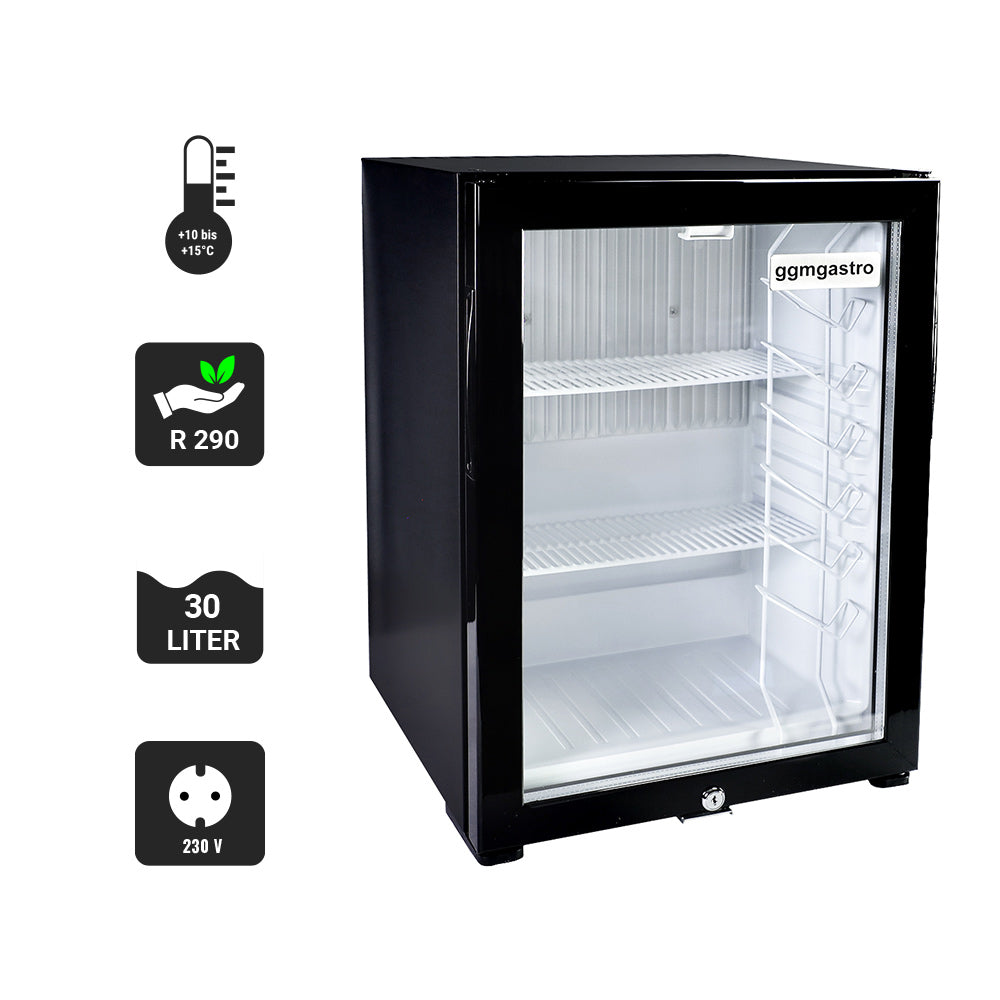 Mini kjøleskap med 1 glassdør - stille og låsbar