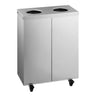 Kildesorteringsvogn - 2 rom à 25 l - 500x250x720 mm - med hjul - rustfritt stål